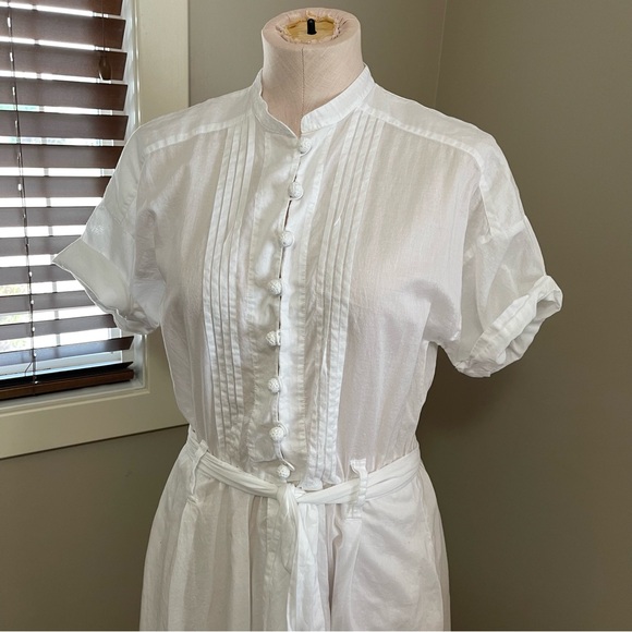 BANANA REPUBLIC White Cotton Shirt Dress with tie belt - Picture 4 of 6